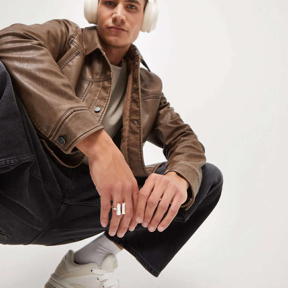 SER NATURAL DOUBLE TUBE SILVER RING - Image 4