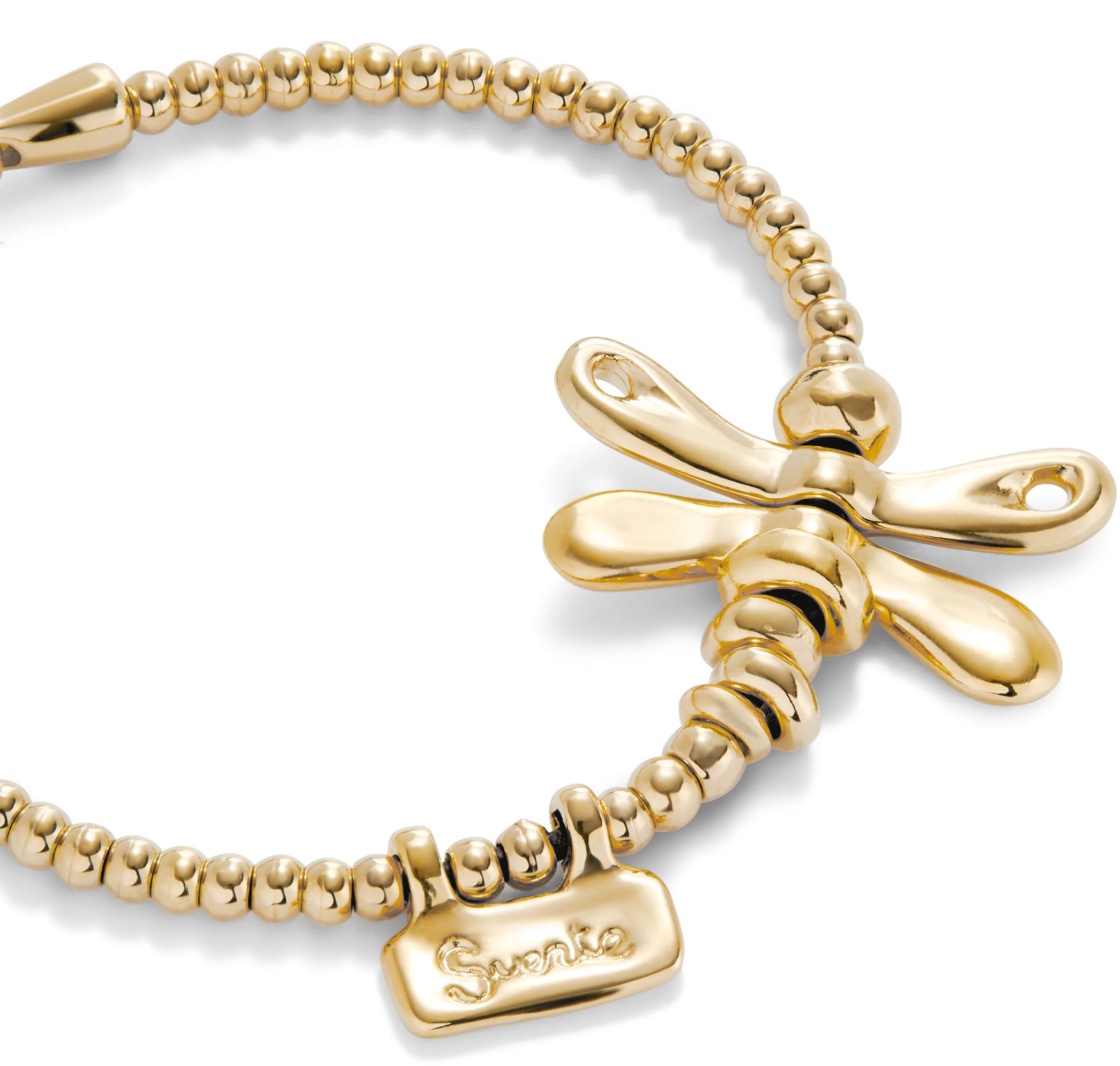SER REBELDE CRYSTAL DRAGONFLY GOLD STRETCH BRACELET - Image 4